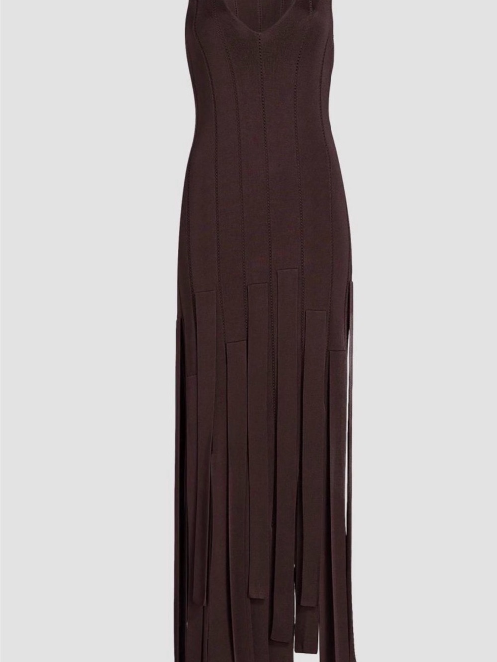 Zimmermann Dark Brown Sleeveless Fringe Maxi Dress